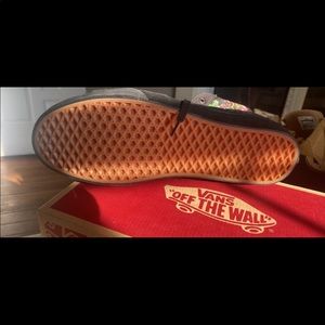 Black and flower printed vans